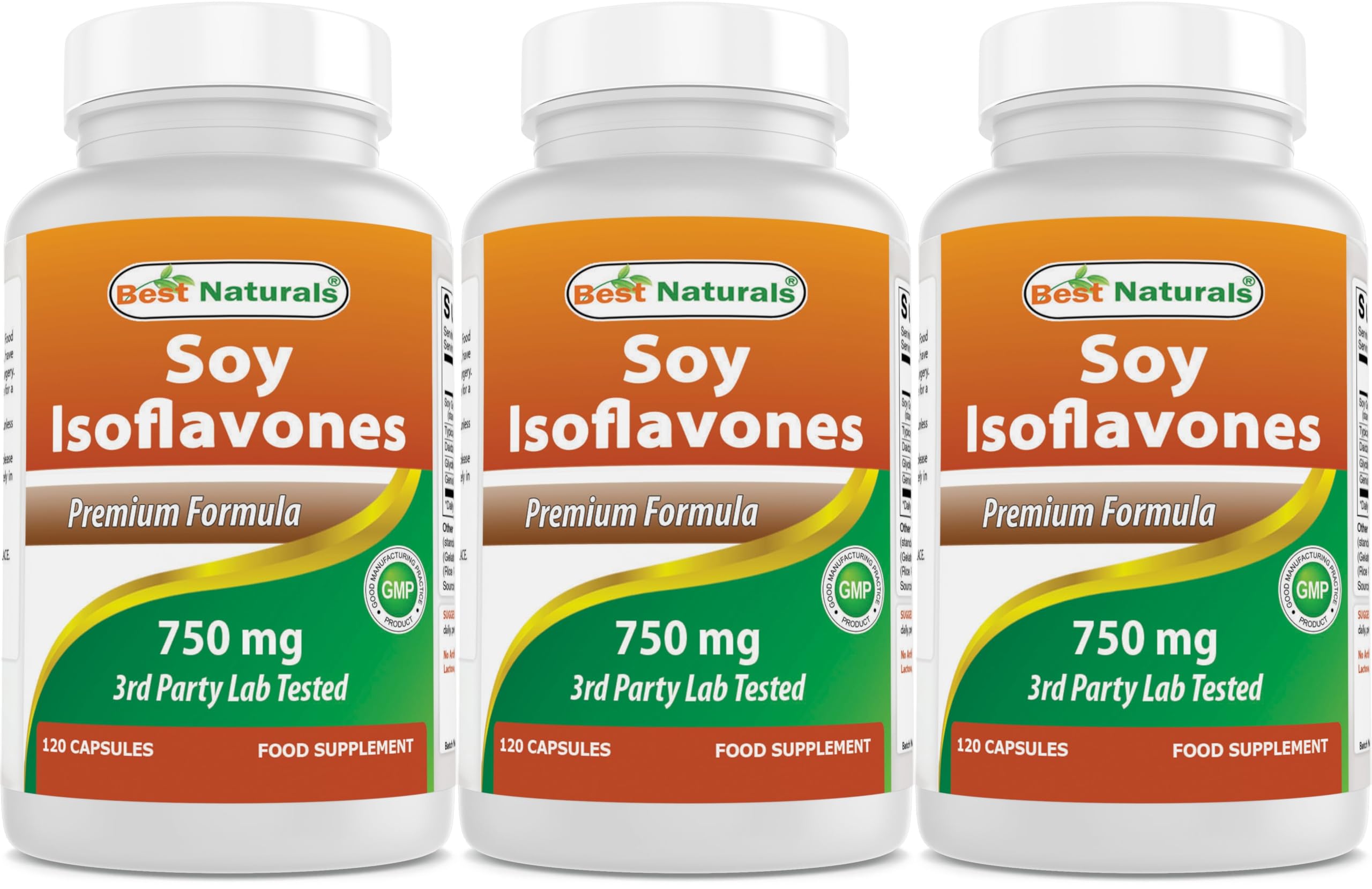 Best Naturals Soy Isoflavones bottle front view for trusted branding and clarity.