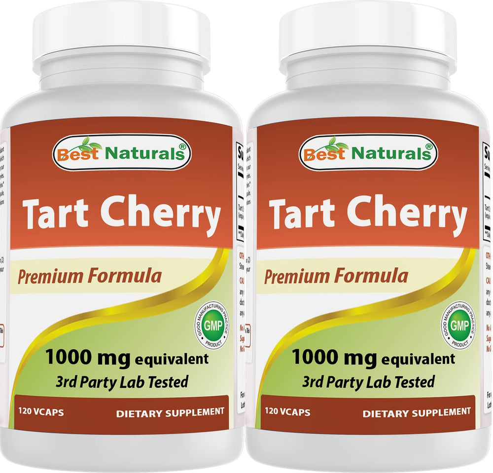 Best Naturals Tart Cherry Extract bottle label shows purity and quality.