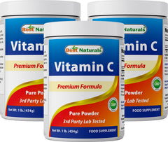 Best Naturals Vitamin C powder bottle shown for easy daily mixing in beverages.