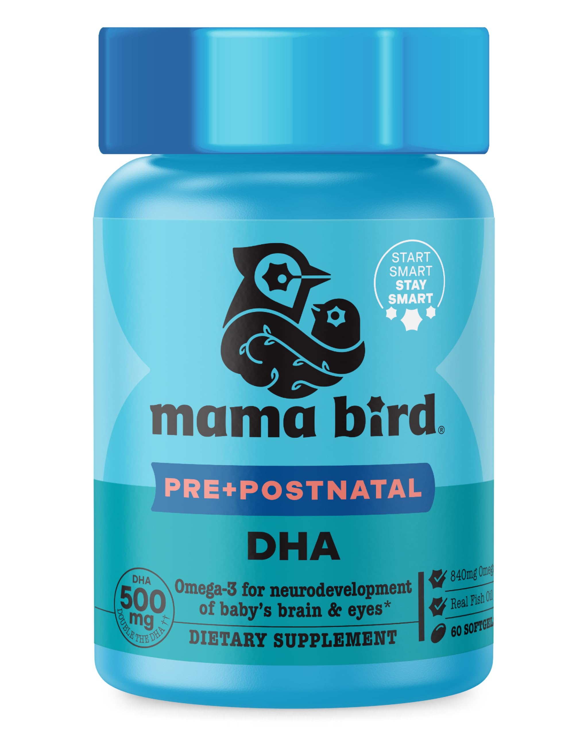 Best Nest Wellness Mama Bird bottle with lemon-infused softgels for prenatal DHA