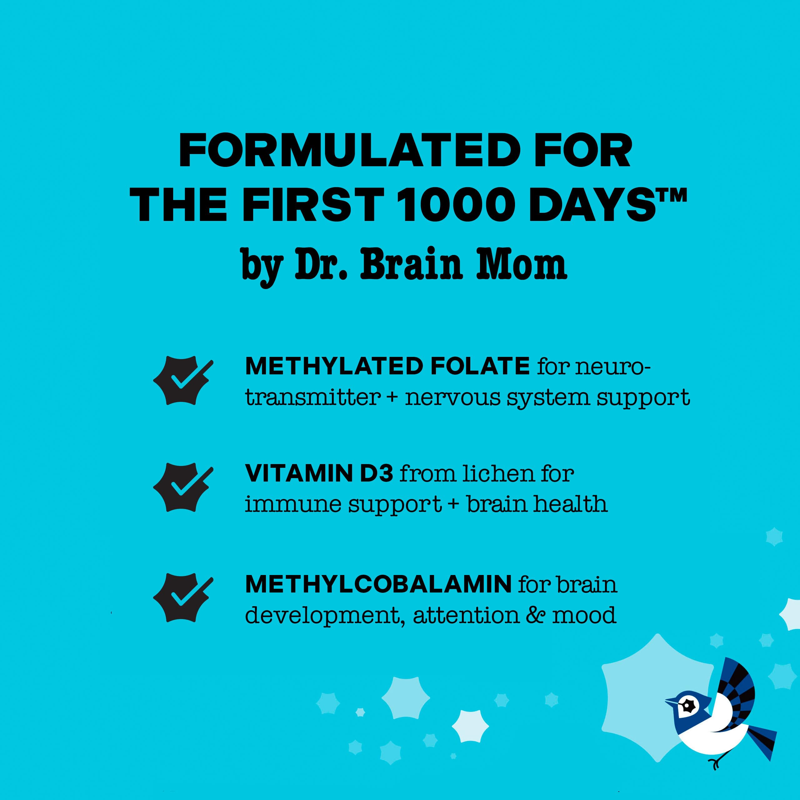 Best Nest Wellness Mama Bird Infant Multi+ active nutrients support early development foundations.