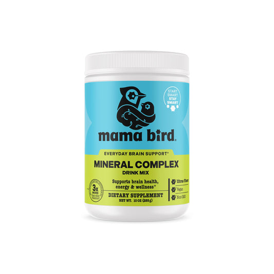 Best Nest Wellness Mama Bird Mineral Complex bottle on counter for convenient prenatal mineral support.
