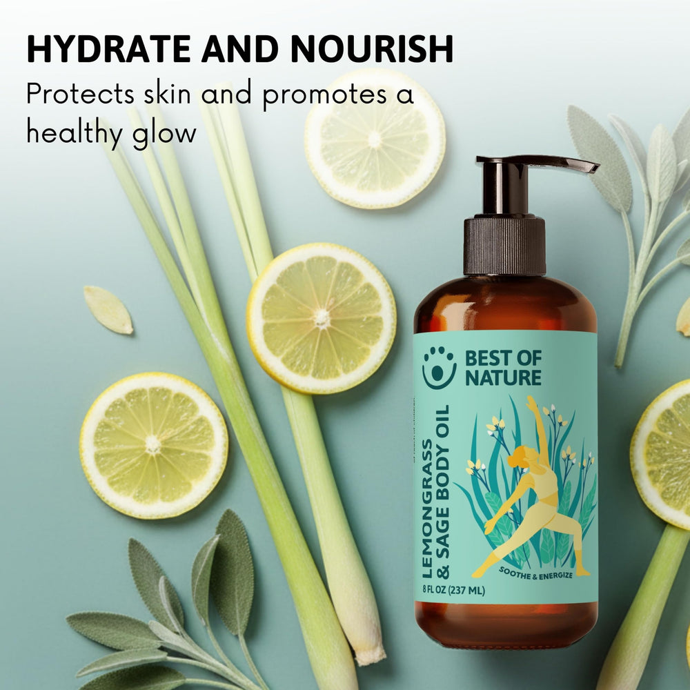Best of Nature lemongrass-sage oil texture close-up for even application