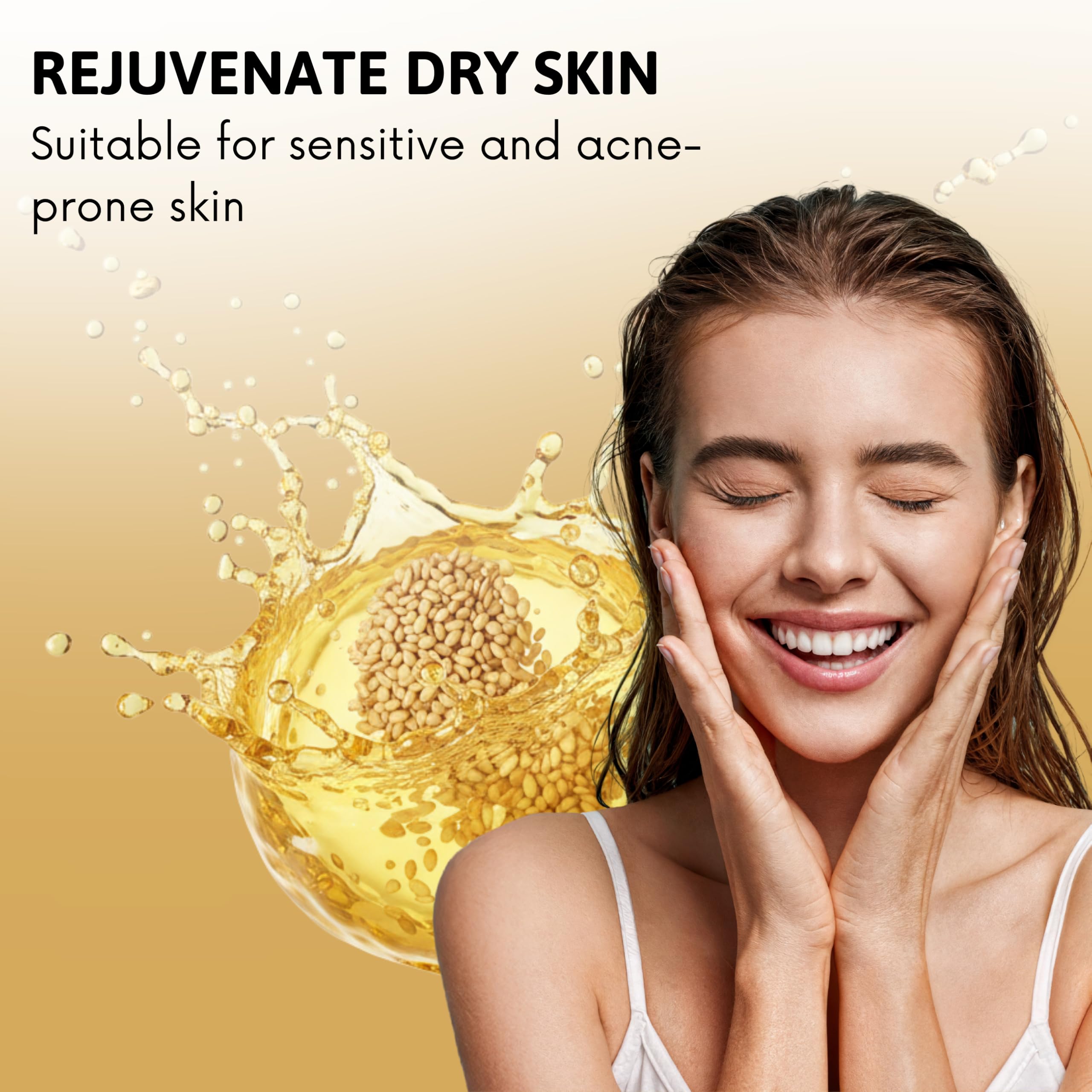Close-up of sesame oil texture showing rich moisturizing feel.