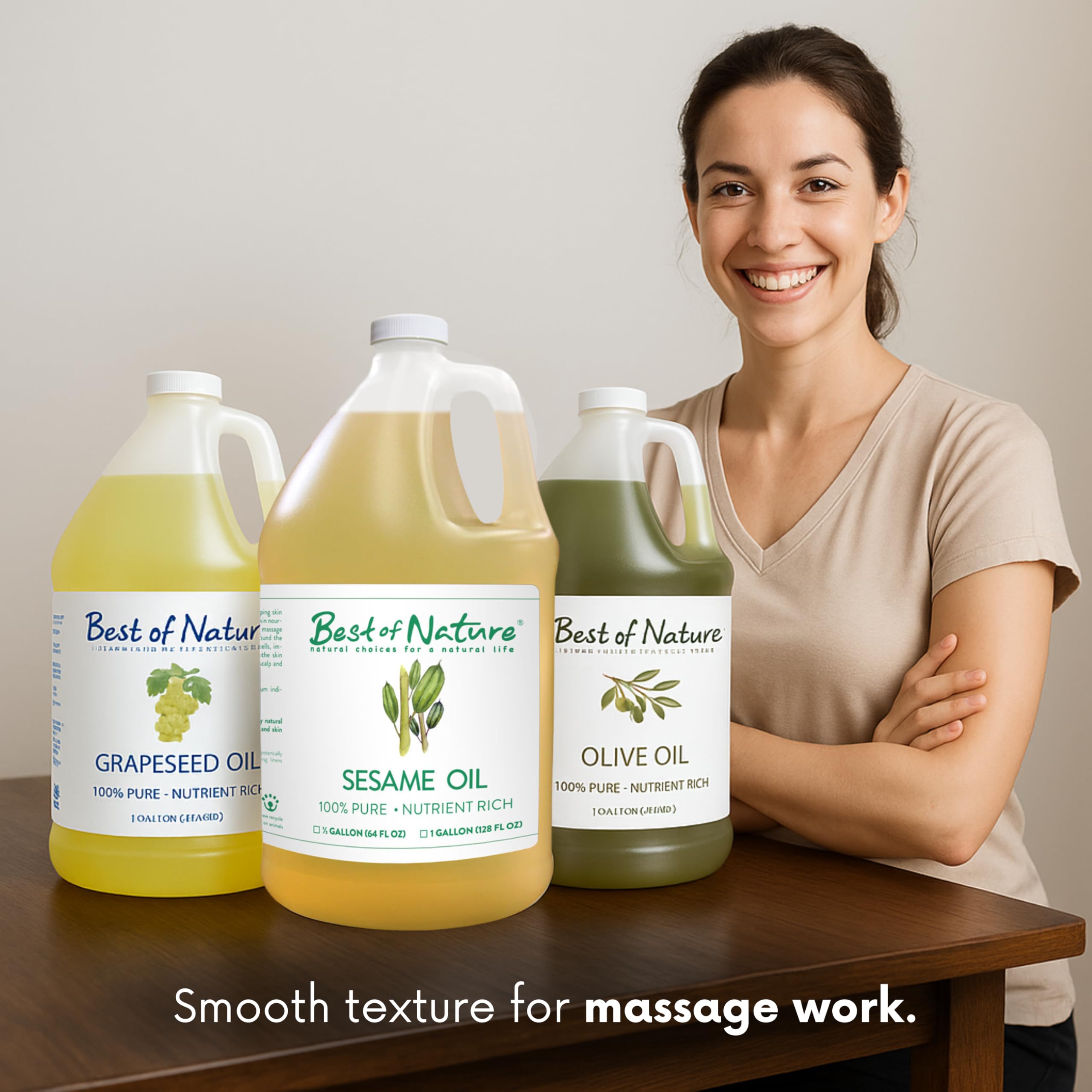 Best of Nature unscented sesame oil feature showing customization with essential oils