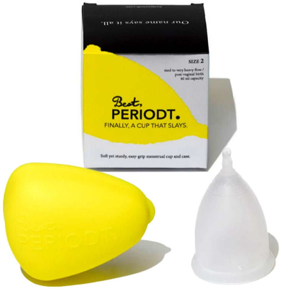 BEST Periodt size-2 silicone cup shown for comfortable, high-capacity wear.