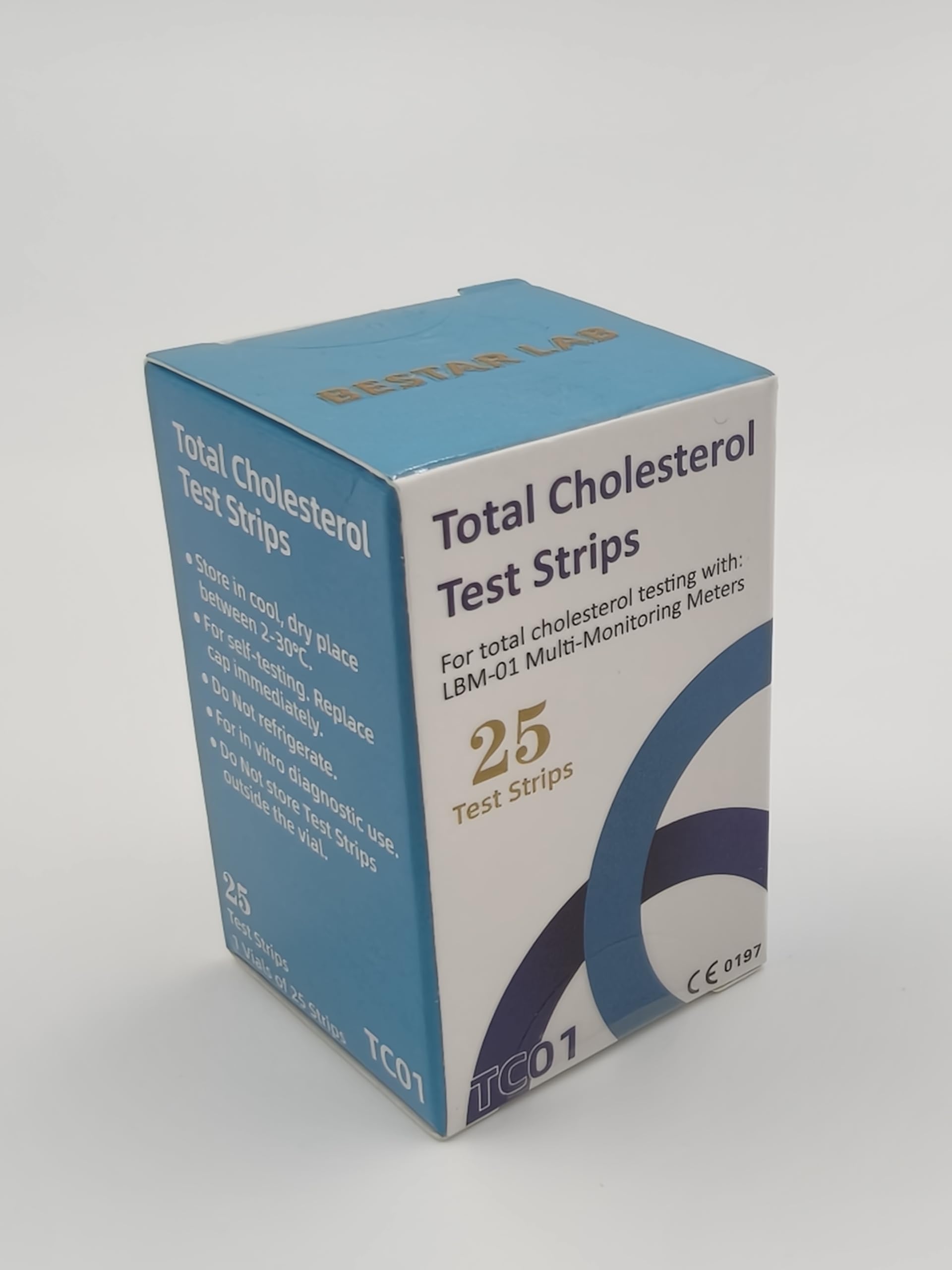 BESTAR LAB 25 cholesterol test strips pack for home use with easy readings.