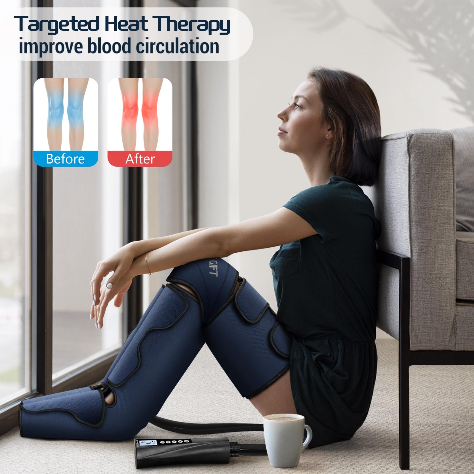 Bestgift ankle area massager demonstrates full-leg coverage and gentle pressure.