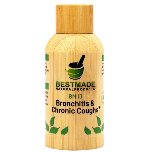 Bestmade BM13 cough relief bottle front view showing non-drowsy formula benefits.