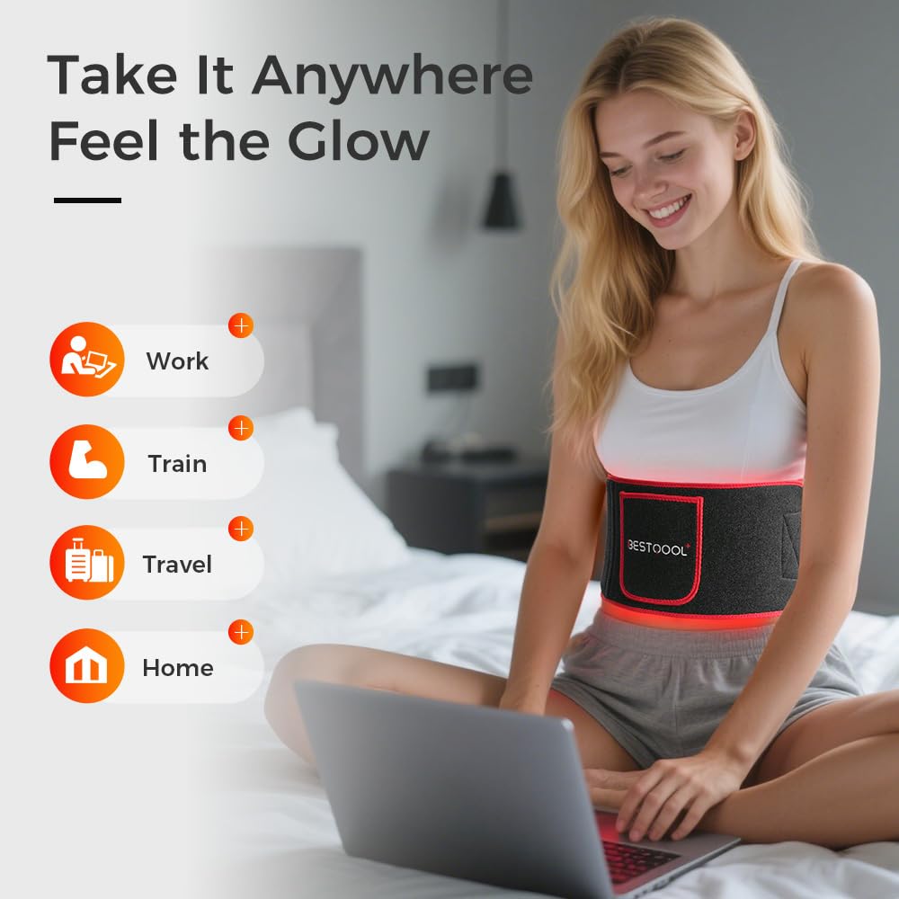 BestQool Red Light Therapy Belt control panel for session customization.
