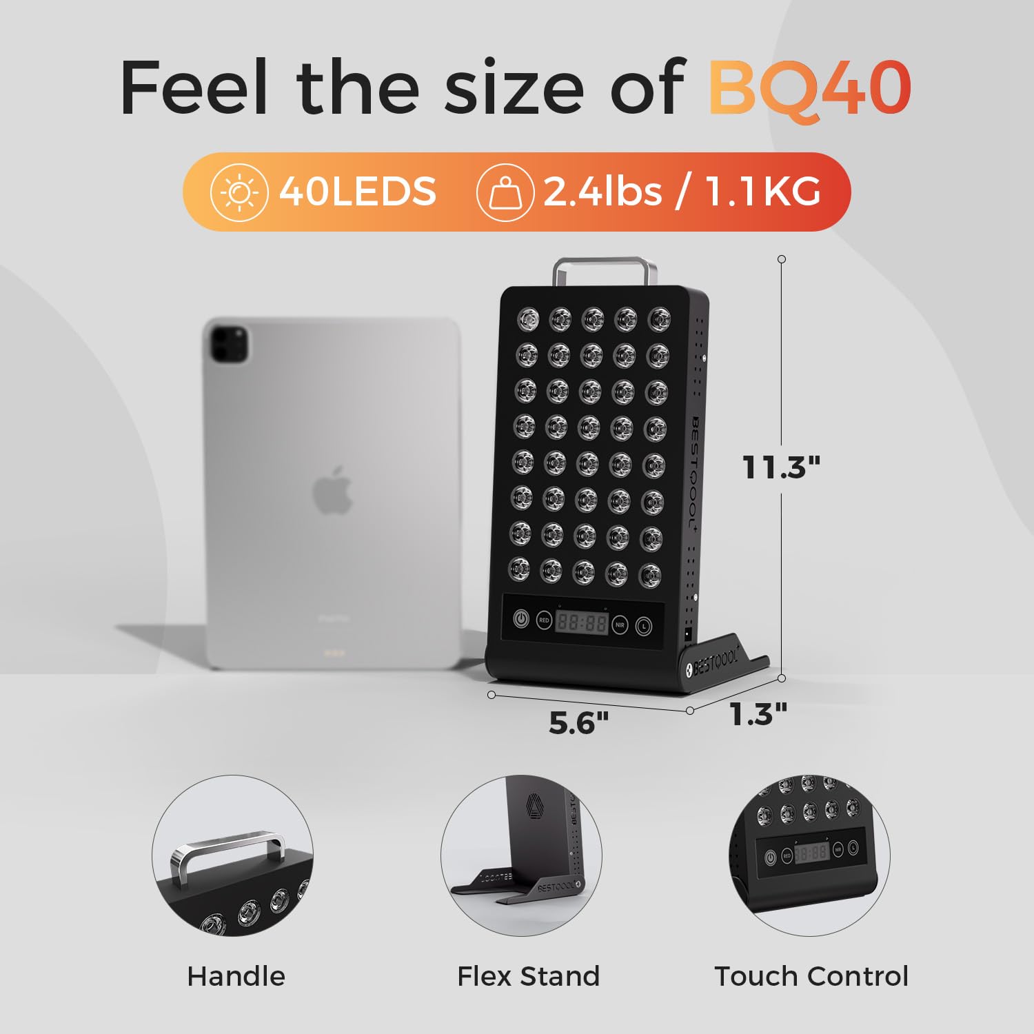 BestQool red light therapy panel body use on back and shoulders