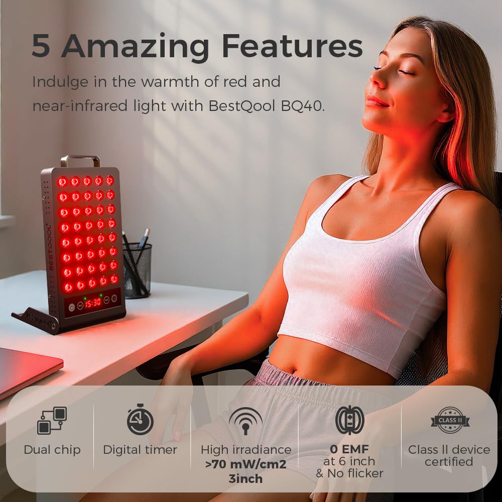 BestQool red light therapy panel on desk for home use