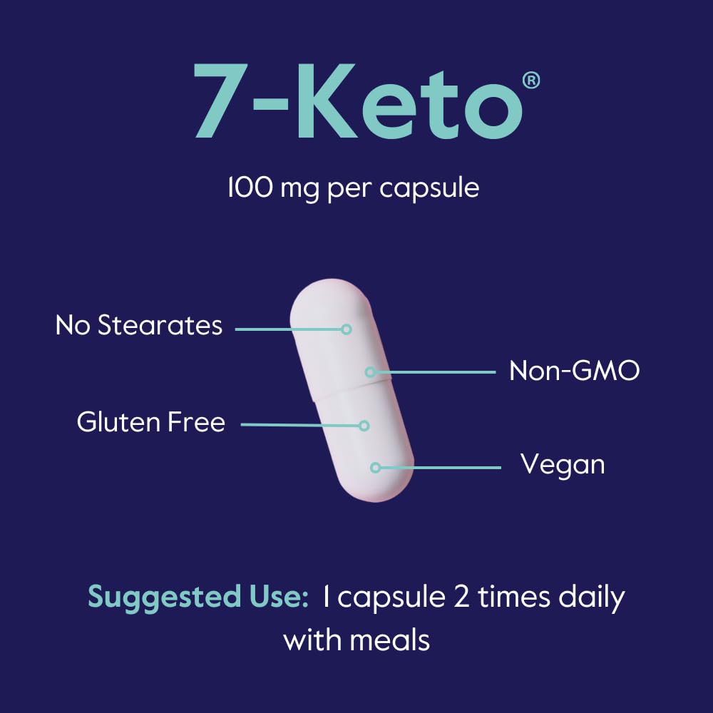 BESTVITE 7-Keto DHEA no stearates feature emphasizes purity in capsules.