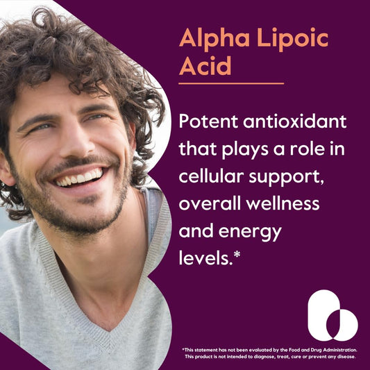 BESTVITE Alpha Lipoic Acid capsules closeup with 300 mg per capsule