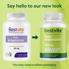 BESTVITE Artemisinin 200mg bottle photographed on a clean surface for routine supplementation.
