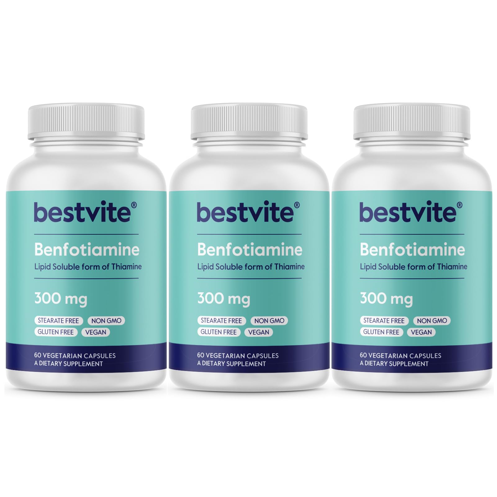 BESTVITE Benfotiamine bottle pour showing easy daily supplementation for energy support