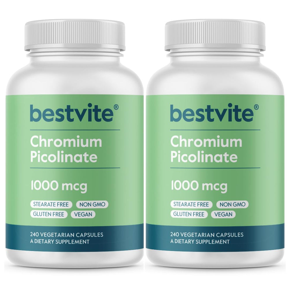 BESTVITE Chromium Picolinate bottle with vegan capsules for daily metabolism support.
