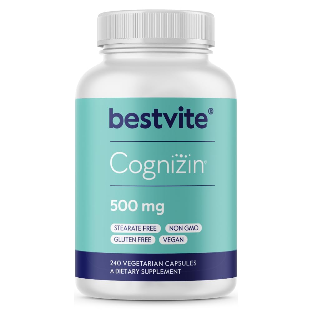 Bestvite Cognizin 500mg bottle centered for premium cognitive support.