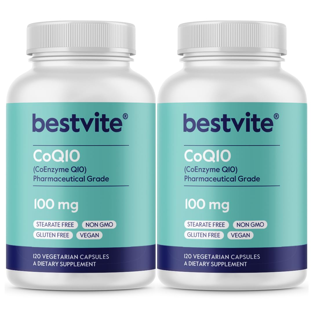 Bestvite CoQ10 bottle front highlighting 2-pack for daily energy support