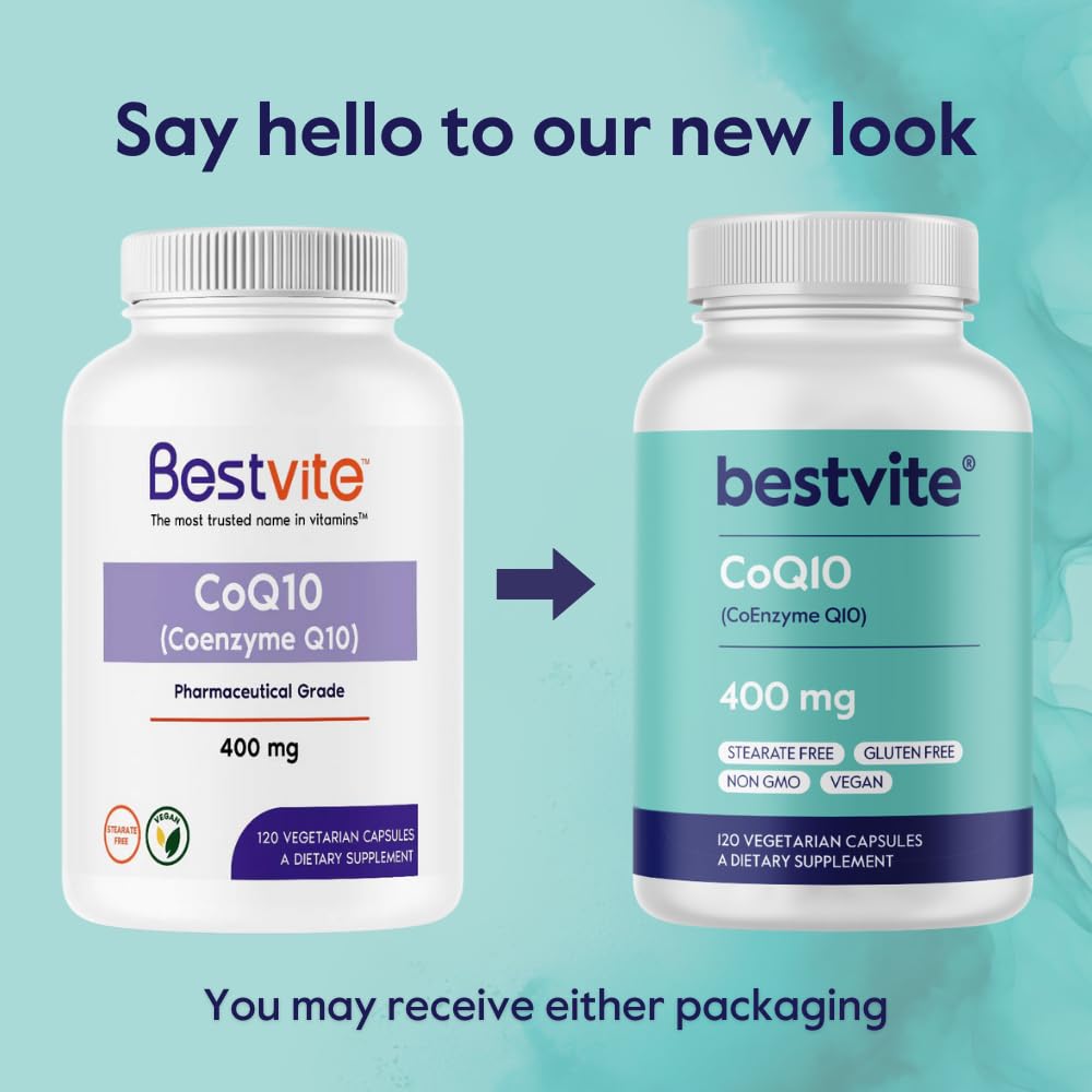 Bestvite CoQ10 label close-up emphasizes natural fermentation and purity.