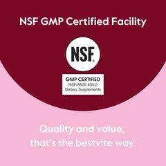 BESTVITE CoQ10 on NSF GMP certified facility backdrop.