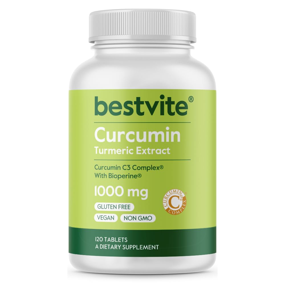 BESTVITE Curcumin 1000mg bottle front highlights a potent turmeric extract.
