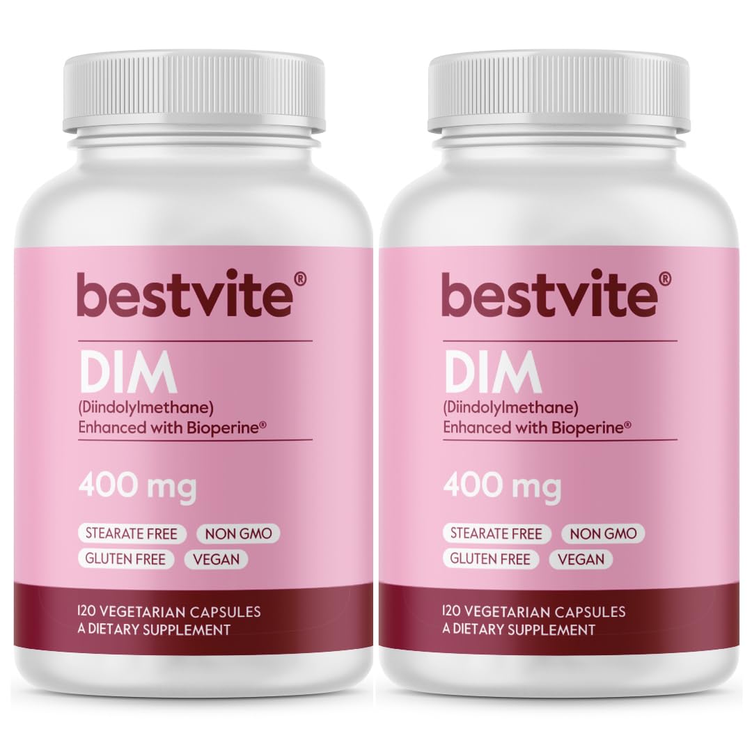 BESTVITE DIM 400mg bottle front shows vegan and gluten-free daily wellness option.
