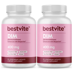 BESTVITE DIM 400mg bottle front shows vegan and gluten-free daily wellness option.
