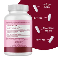 BESTVITE DIM capsules close-up shows stearate-free formula.