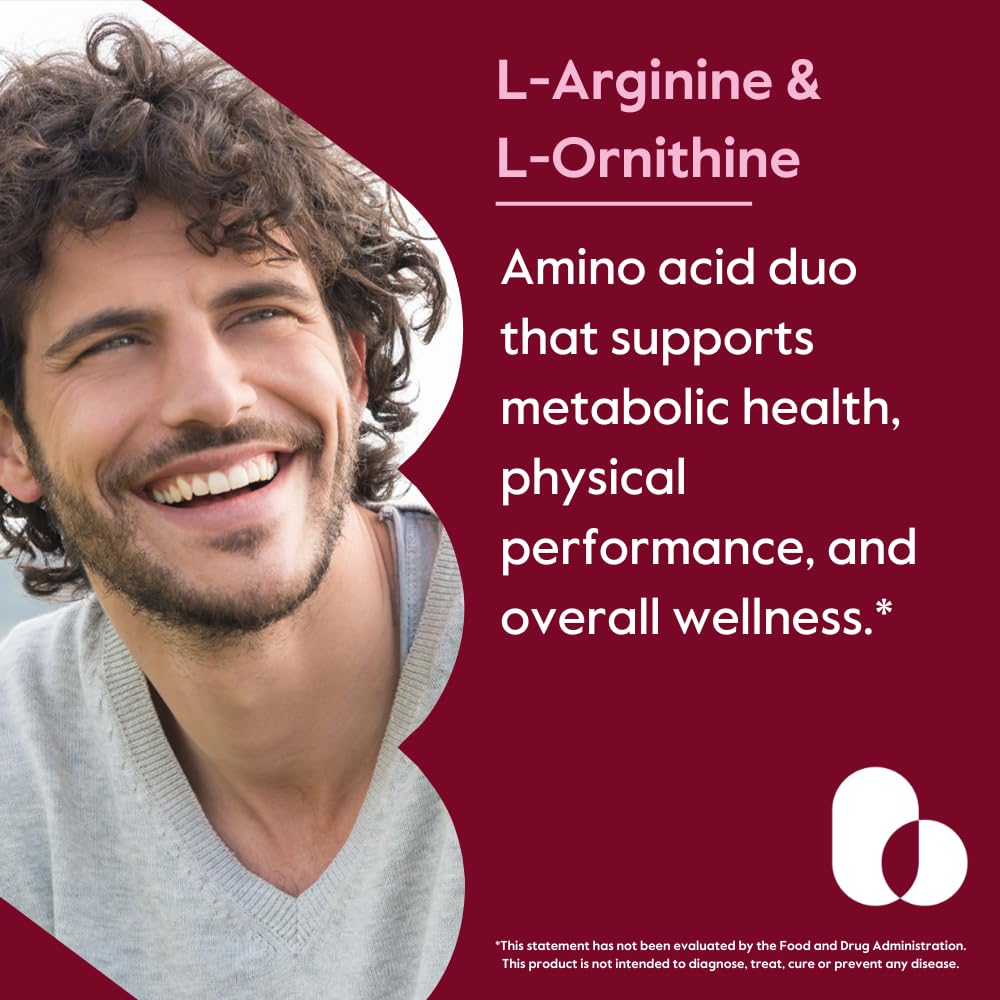 BESTVITE L-Arginine L-Ornithine packaging emphasizing vegan, gluten-free formulation