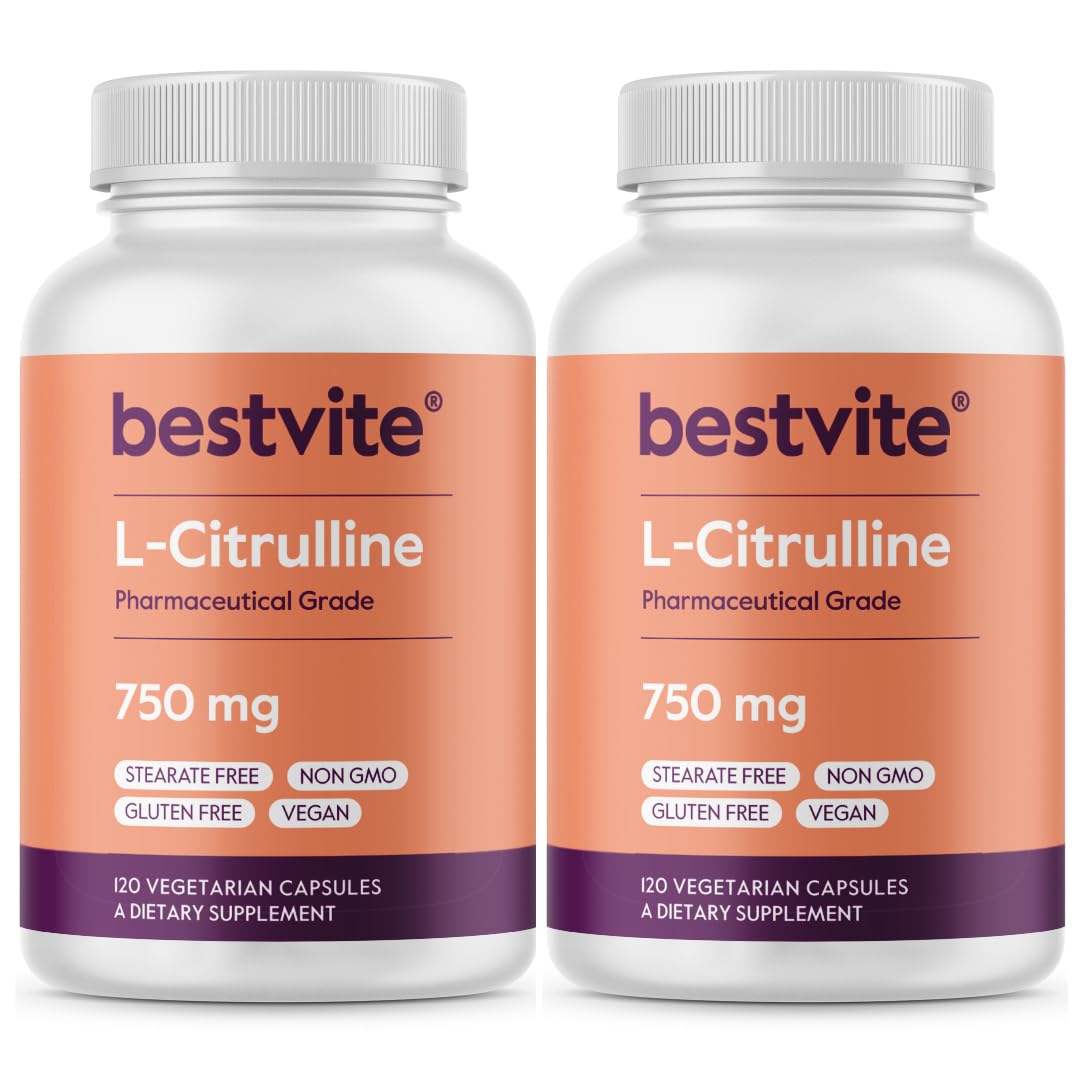 Bestvite L-Citrulline bottle front with 750 mg capsules for circulation support.