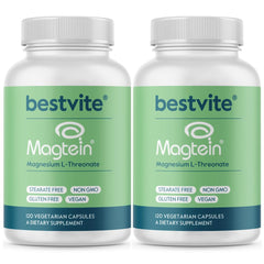 BESTVITE Magtein bottle front highlighting the patented magnesium formula for brain support
