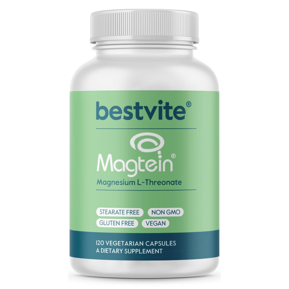 BESTVITE Magtein capsules bottle front signaling brain-friendly magnesium support.