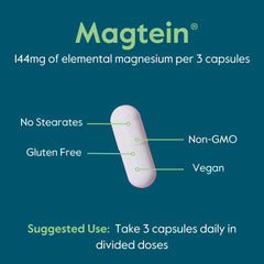BESTVITE Magtein serving three capsules highlights 2000 mg per serving