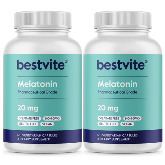 Bestvite Melatonin bottle front view highlighting 240 vegetarian capsules.