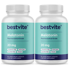 Bestvite Melatonin bottle front view highlighting 240 vegetarian capsules.
