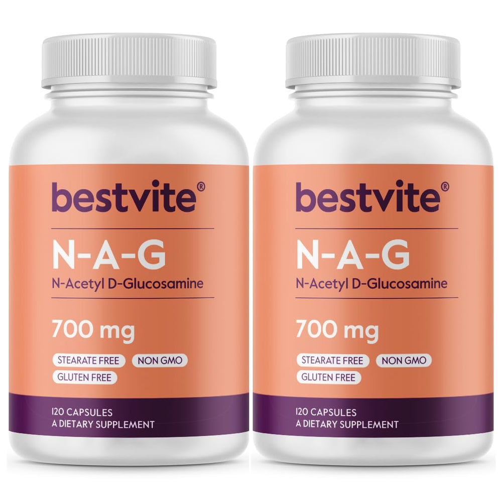 BESTVITE N-A-G 700mg bottle showing clean joint and gut support formula.