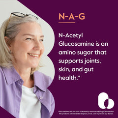 Close-up of BESTVITE N-A-G capsules highlighting pure, non-GMO composition.