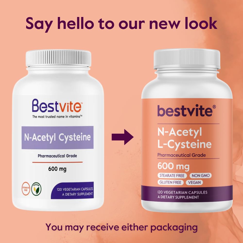 BESTVITE NAC vegan formulation, capsule texture and soft color detail.