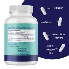 Bestvite Nattokinase label view highlights vegan, gluten-free, no stearates advantages.
