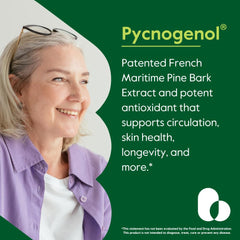 Bestvite Pycnogenol capsules close-up shows convenient daily capsules for ongoing use.