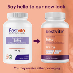 BESTVITE SAM-e 200mg bottle front view showcases Italian premium ingredient.