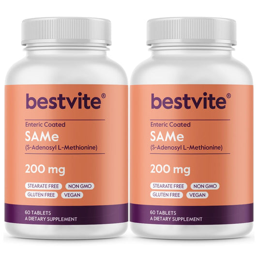 BESTVITE SAM-e 200mg tablet front view suggests premium mood and joint support.