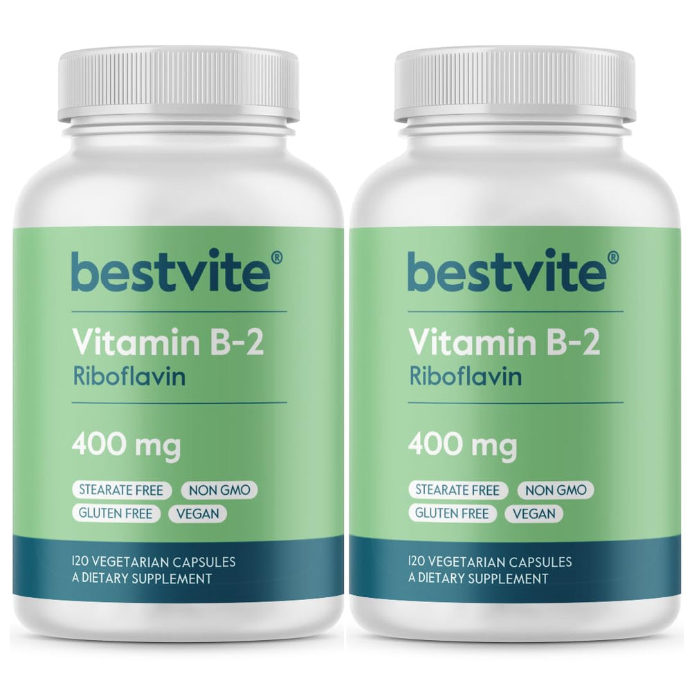 Bestvite Vitamin B-2 riboflavin capsules close-up showing high potency for energy support