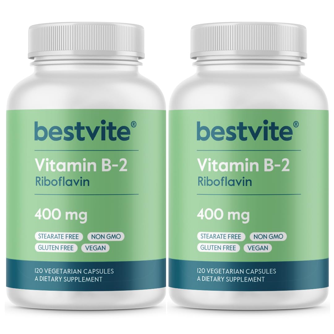 Bestvite Vitamin B-2 riboflavin capsules close-up showing high potency for energy support