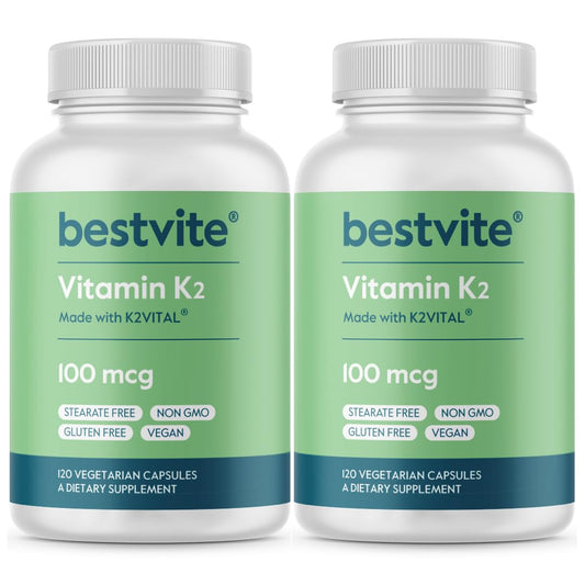 BESTVITE Vitamin K2 MK-7 bottle with 240 vegan capsules.