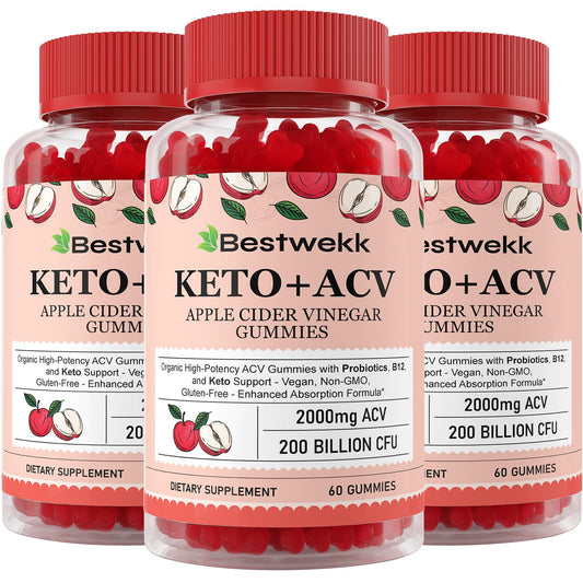 Bestwekk Apple Cider Vinegar Gummies bottle labeled with 2000mg per serving.