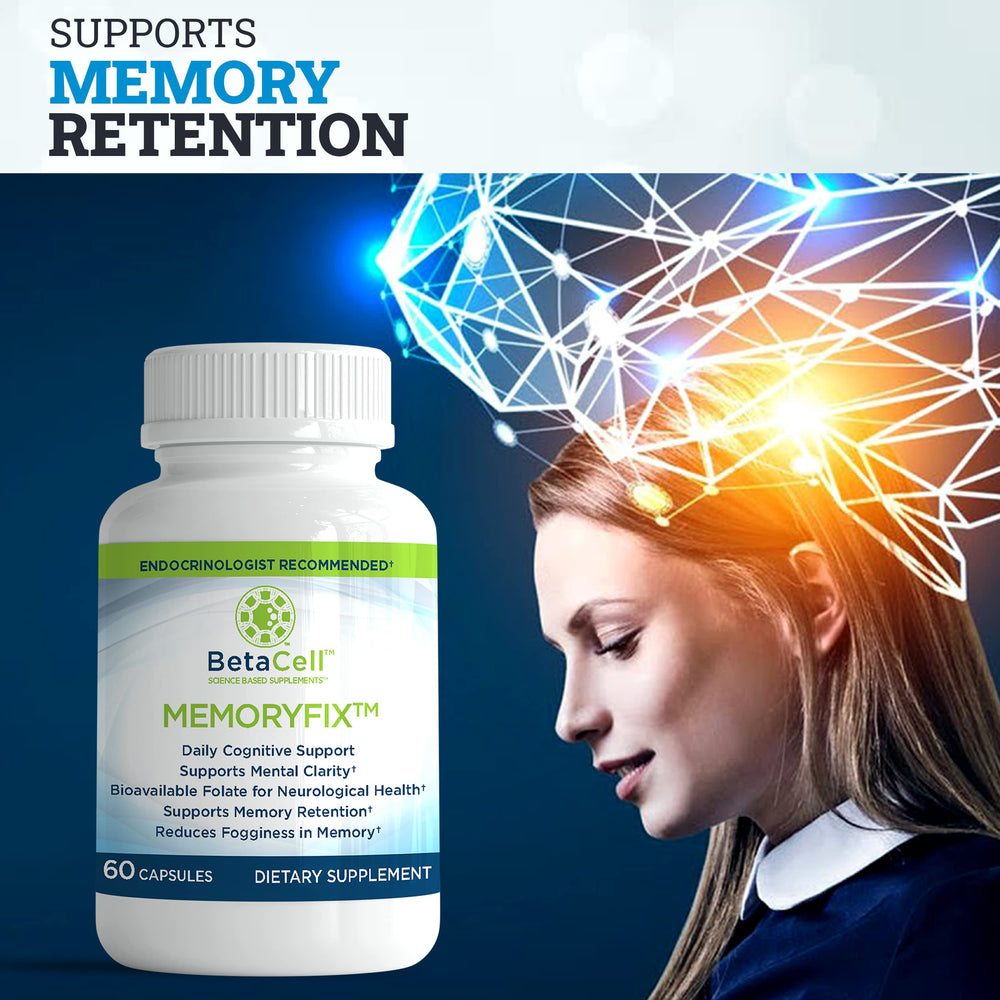 NAC, folate, and B12 in BETACELL MemoryFix support brain metabolism.