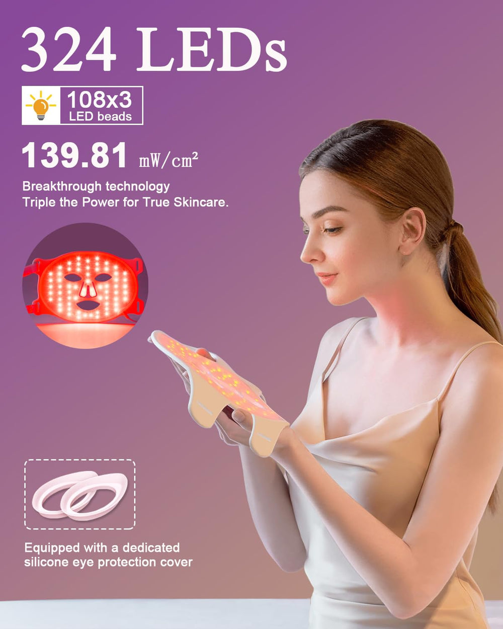 BETNEP Red Light Therapy Mask worn on face for at-home spa-like care.