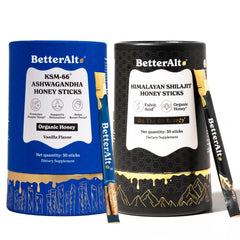 Better Alt ASHWAGHANDA SHILAJIT HONEY STICK 2-PACK on display supports daily energy and balance